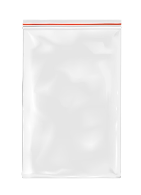 White empty plastic packaging with zipper