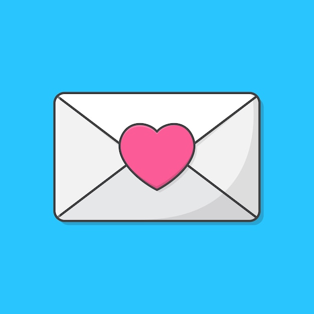 White Envelope With Heart Illustration. The Postal Envelope Flat