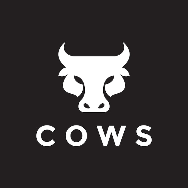 White face unique cow logo design vector graphic symbol icon illustration creative idea