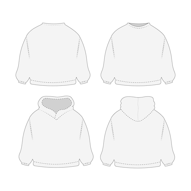 White fashion sweatshirt back view mockup template