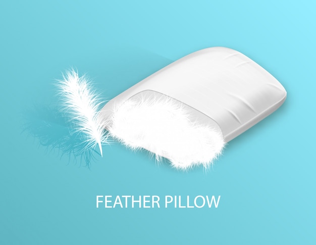 Vector white feather pillow orthopedic. healthy sleep.