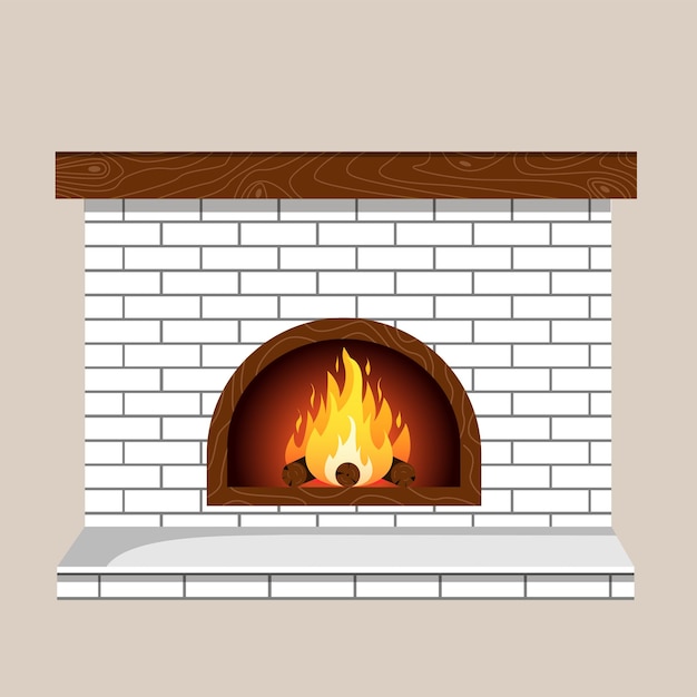 White fireplace illustration for banner, poster and website