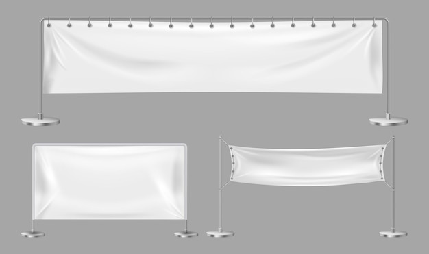 Vector white flag or textile advertising banners