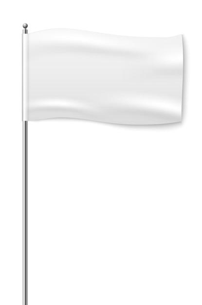 White flag waving. Realistic ad banner mockup isolated on white background