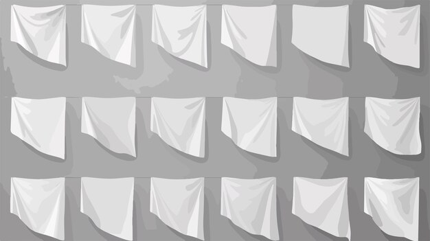 Vector white flags banners streamers mockup set for advertising and promotion