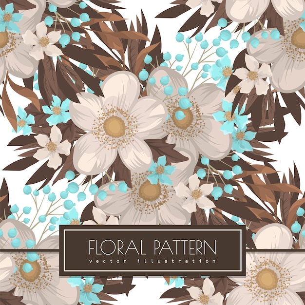 White flower background seamless pattern