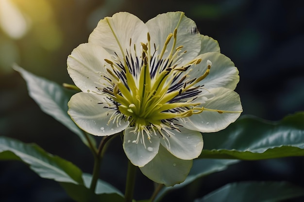 Vector a white flower with the yellow center is from the center