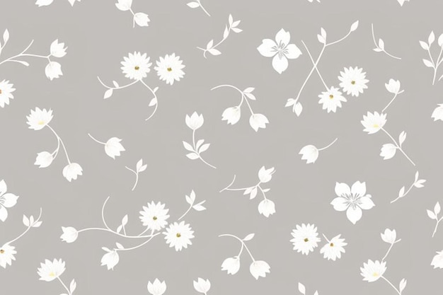 Vector white flowers on a gray background