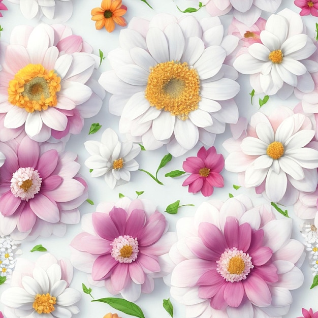 White flowers seamless pattern