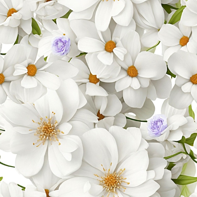 White flowers seamless pattern