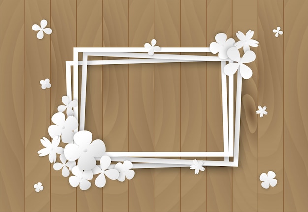 White flowers on wooden, frame