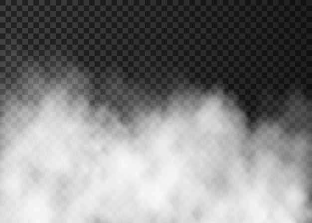 White fog isolated on dark transparent background