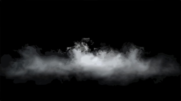 Vector white fog or smoke on dark copy space background