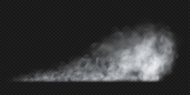 White fog or smoke isolated on dark transparent background Vector illustration