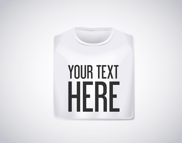 White folded tshirt mockup isolated with lettering text for advertising