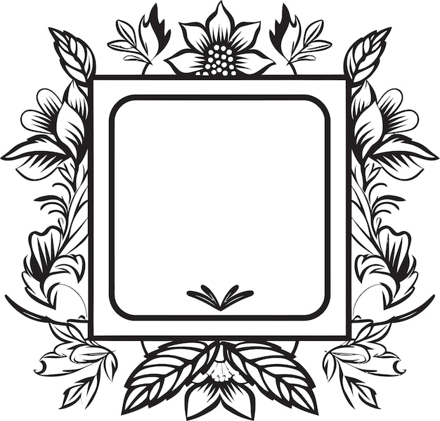 a white frame with a picture of flowers and a picture of a square