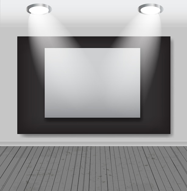 White frames in art gallery vector illustration.