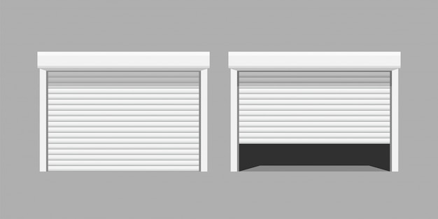 White garage doors on grey baclground