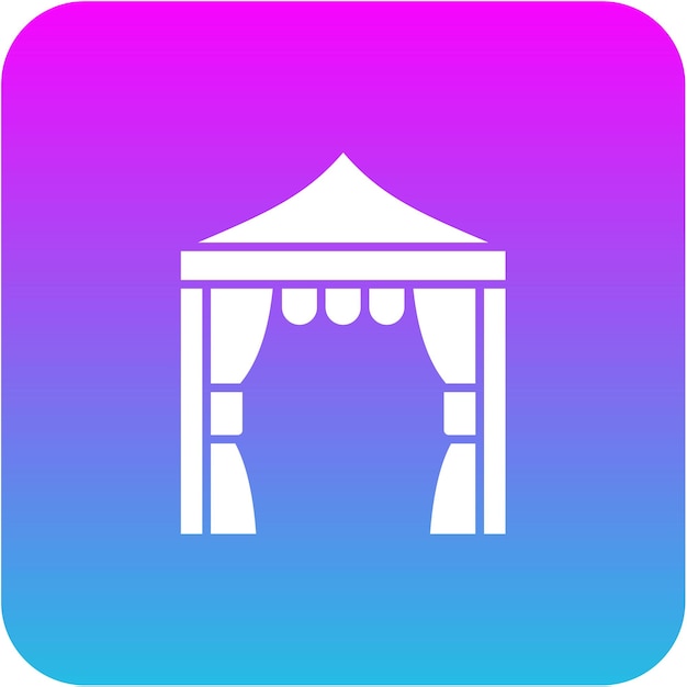 a white gazebo with a pink and blue background with a white canopy