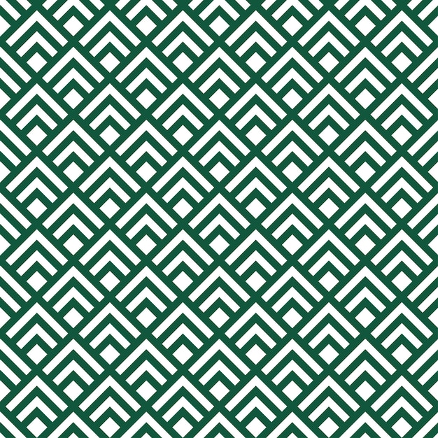 White geometric shapes seamless pattern with green background.