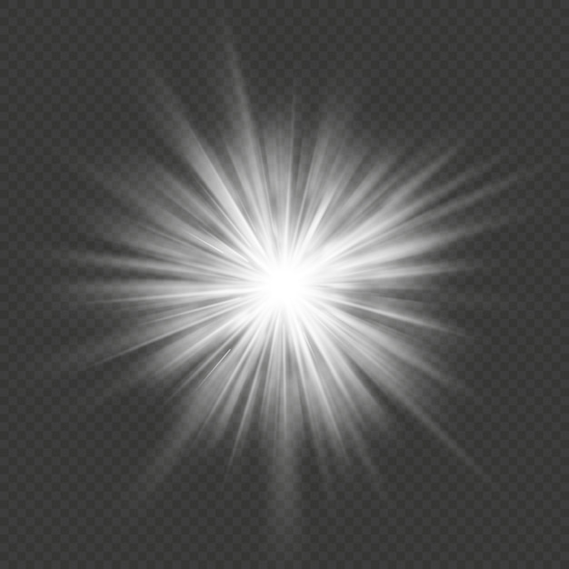 White glow star burst flare explosion transparent light effect.