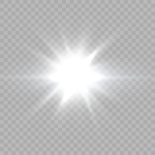 White glow. Transparent shining sun, bright flash on a transparent background. PNG effect