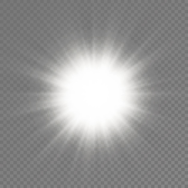 White glowing light burst glow bright star sun rays light effect flare of sunshine