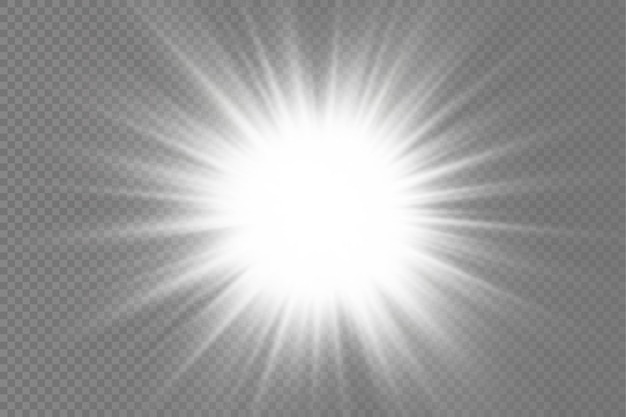 White glowing light burst glow bright star sun rays light effect flare of sunshine