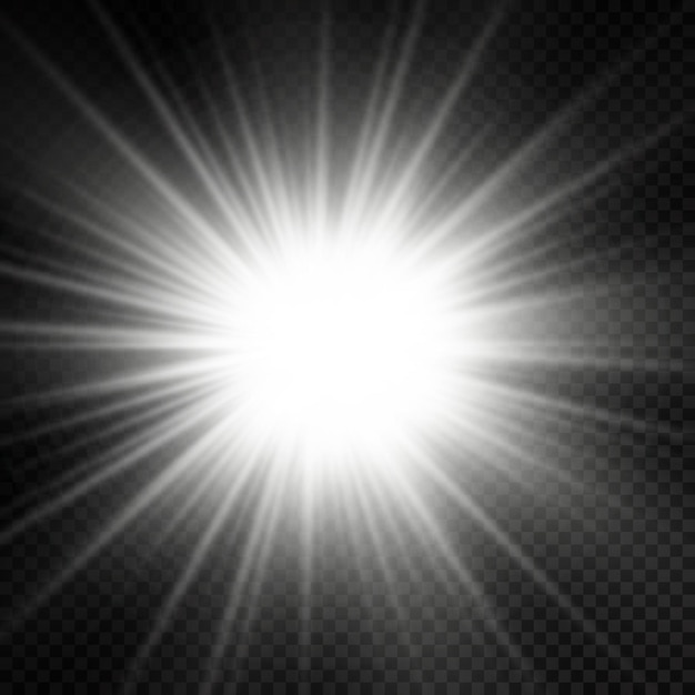 White glowing light burst glow bright star sun rays light effect flare of sunshine