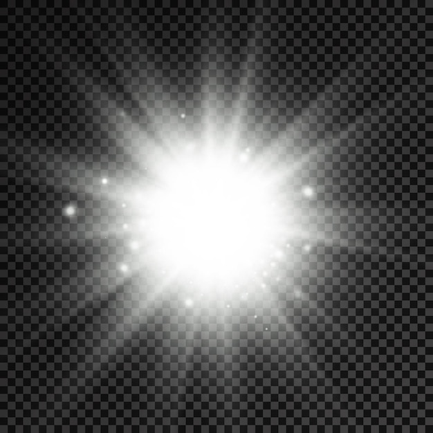 White glowing light burst glow bright star sun rays light effect flare of sunshine