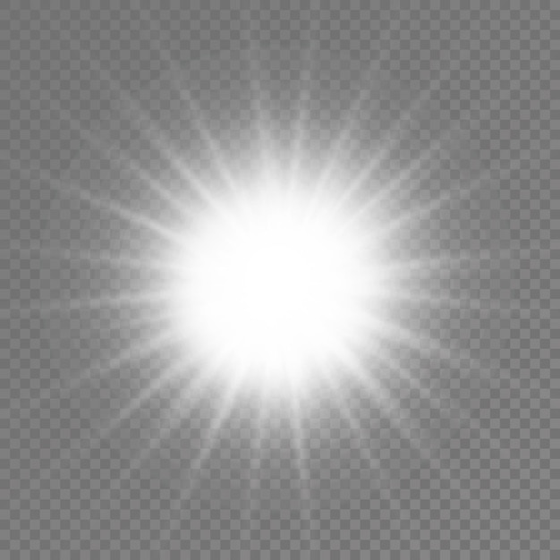 White glowing light burst glow bright star sun rays light effect flare of sunshine