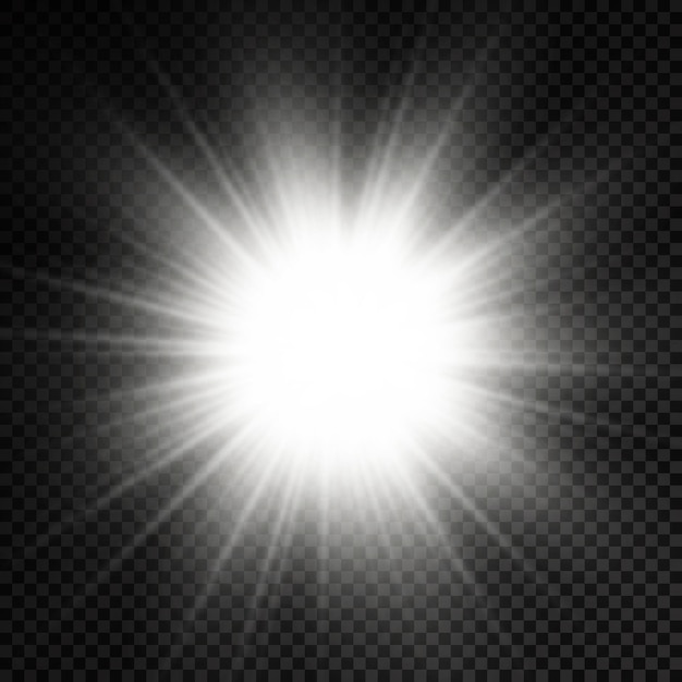 White glowing light burst glow bright star sun rays light effect flare of sunshine