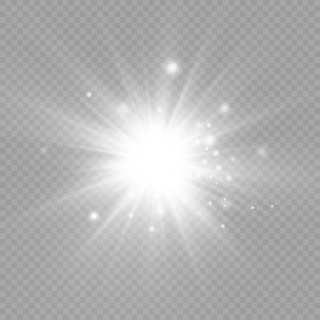 White glowing light burst glow bright stars sun rays light effect flare of sunshine