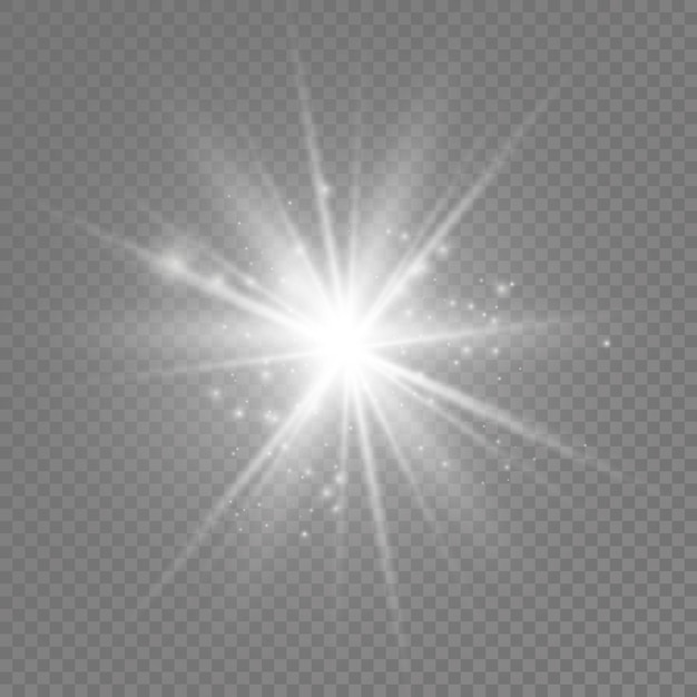 White glowing light burst glow bright stars sun rays light effect flare of sunshine