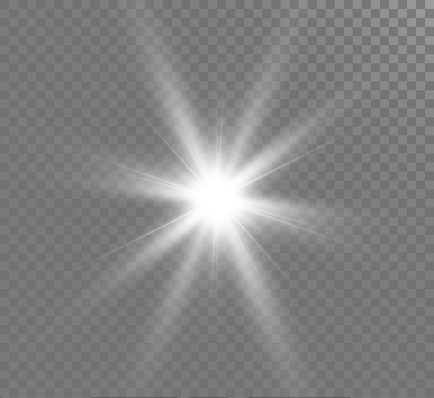 White glowing light explodes. Bright Star. Transparent shining sun, bright flash.