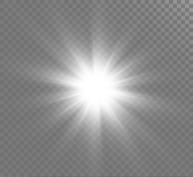 White glowing light explodes. Bright Star. Transparent shining sun, bright flash.