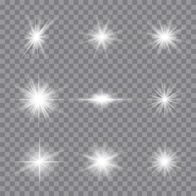 Vector white glowing light explodes. sparkling magical dust particles. bright star. transparent shining sun, bright flash