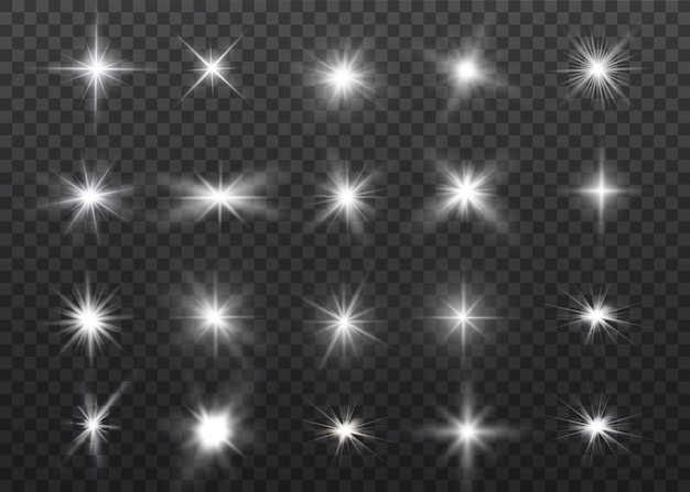 White glowing light explodes on a transparent background. Sparkling magical dust particles. Bright Star. Transparent shining sun, bright flash.  sparkles. To center a bright flash.