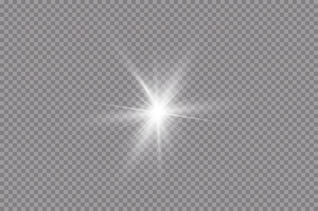 White glowing light explodes on a transparent background. with ray. Transparent shining sun, bright flash. The center of a bright flash.