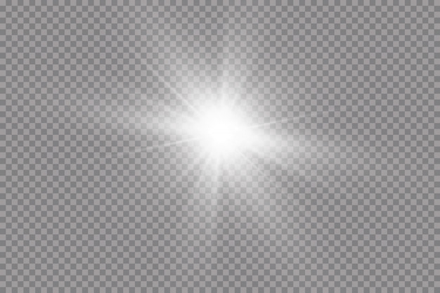 White glowing light explodes on a transparent background. with ray.