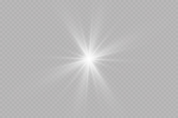 White glowing light explodes. with ray. Transparent shining sun, bright flash. The center of a bright flash.