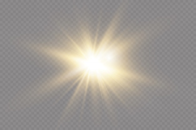 White glowing light explodes  with ray. Transparent shining sun, bright flash. Special lens flare light effect.