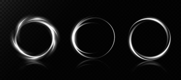 White glowing shiny spiral lines round frames Vector background EPS10 Abstract effect of movement with the speed of light Shiny wavy path Light painting Easy trail Vector eps10