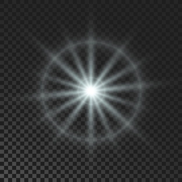 Vector white glowing sparkling star