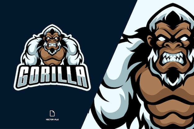 white gorilla mascot logo illustration