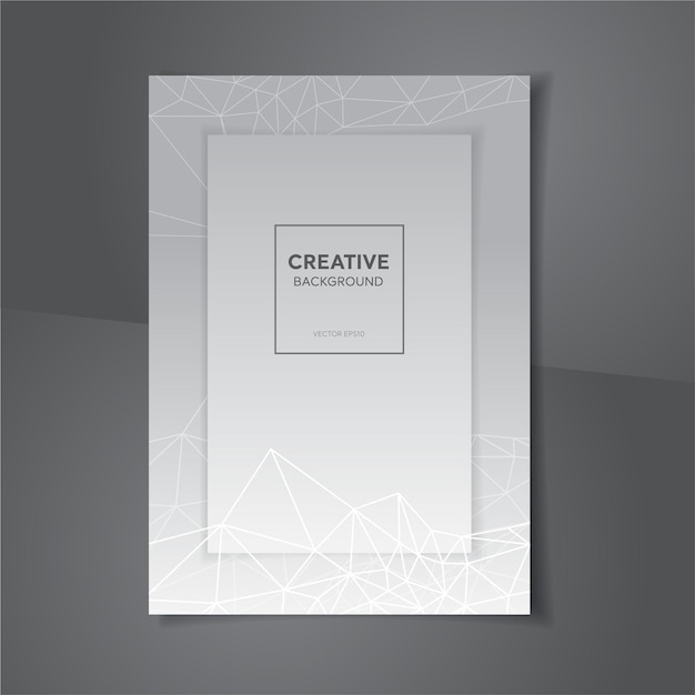 White gray abstract book cover design background with polygon lines