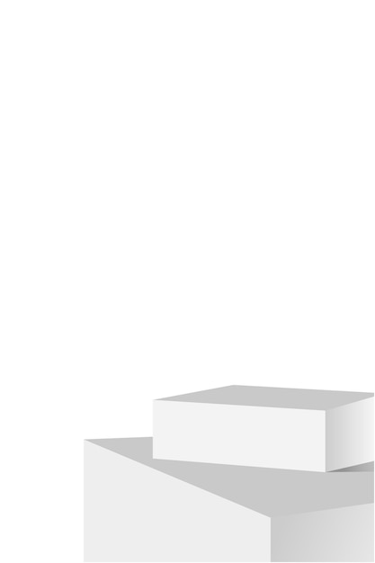 Vector white and gray cube pedestal podium background set with wall scene minimal mockup product geometric