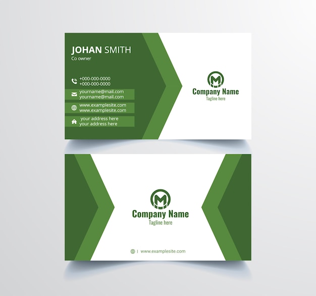 White and Green creative modern minimal name card and business card template