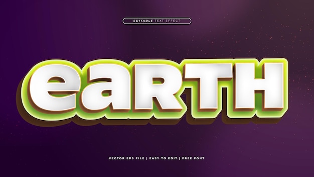 Vector white green and purple violet earth 3d editable text effect font style