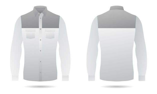 Vector white and grey long sleeve office shirt template front and back view